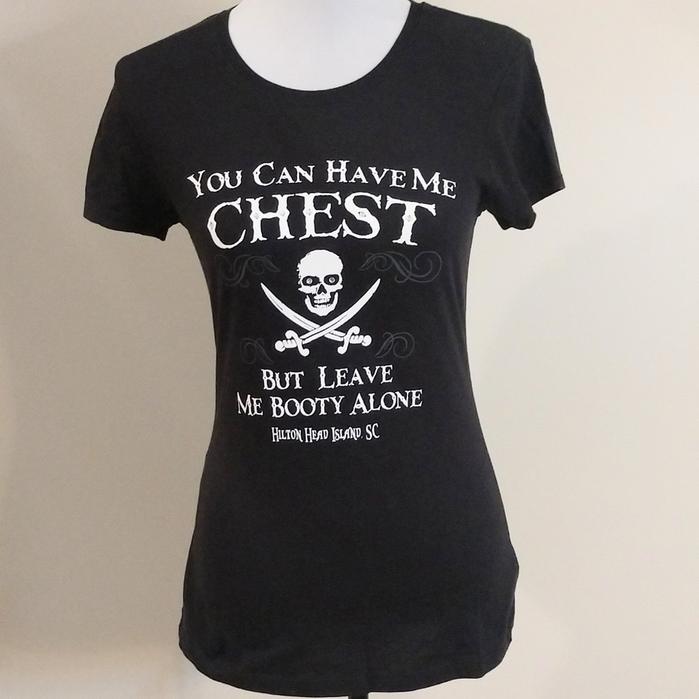 Kavio Black Short Sleeve Graphic Tee with White Pirate Print